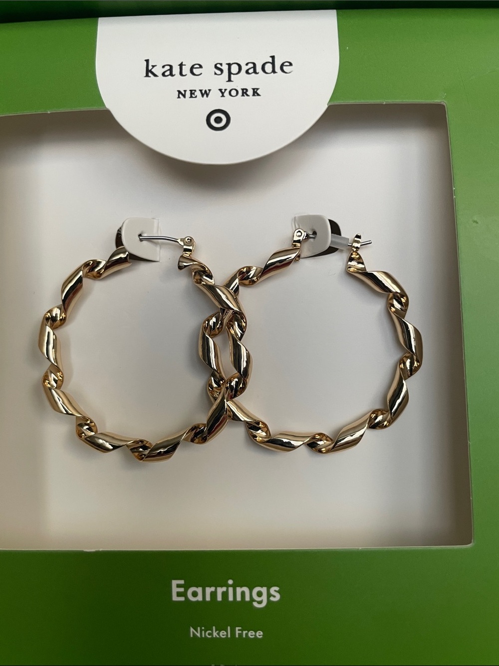 kate spade + Target Gold Twisted Hoop Earrings NIB - Picture 2 of 5